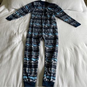 Ford Motor Company Youth XL Blue Onesie Christmas Pajamas